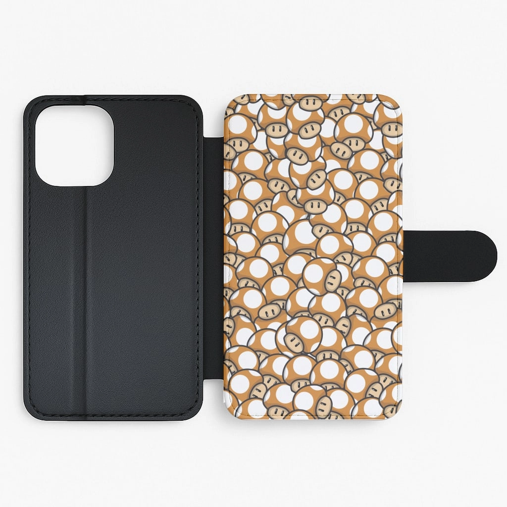 Durable Design Texture Premium Surface Mushroom Pattern - Orange Flip / Wallet Phone Case