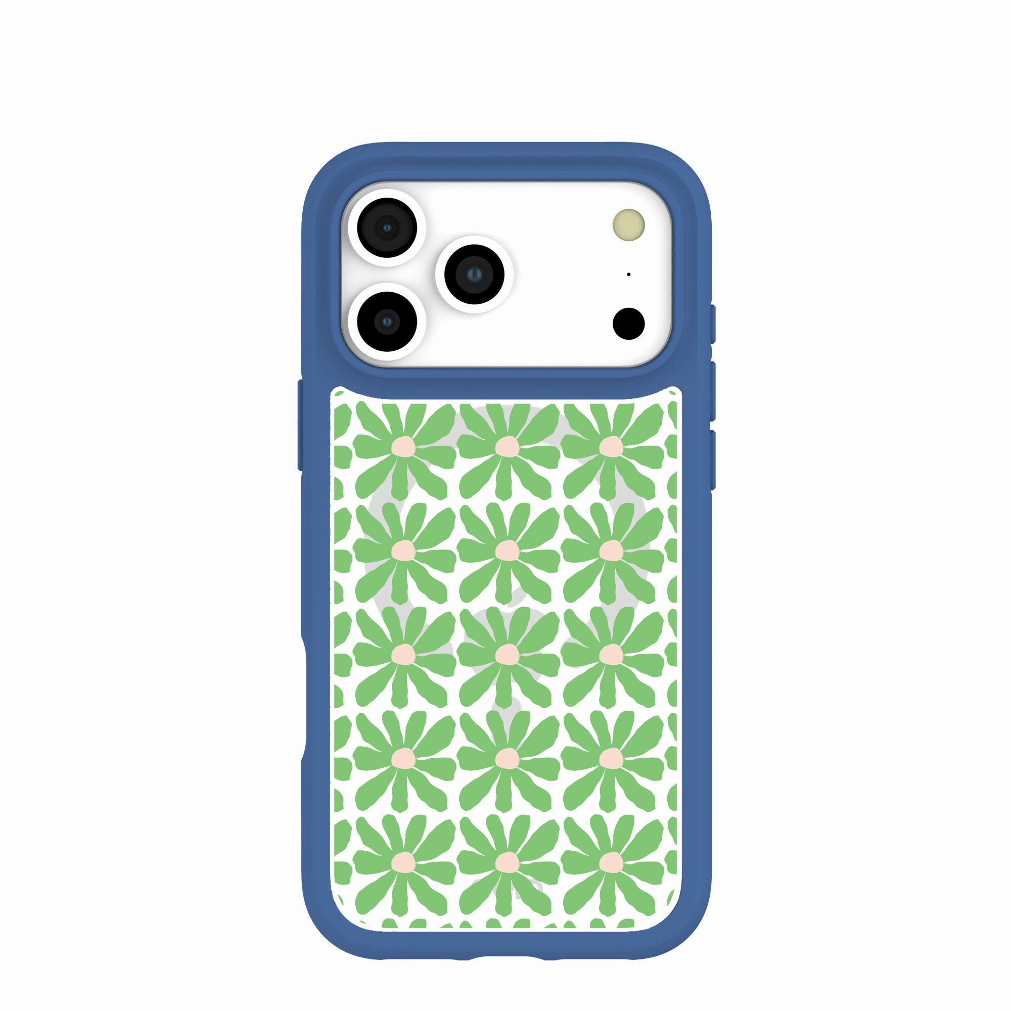 Clear Flower Child iPhone 17 Pro Max Case With True Blue Ridge (MagSafe included) metal frame Office use