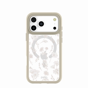 Soft Finish Layer Smooth Pattern Clear Vanilla Flora iPhone 17 Pro Max Case With London Fog Ridge (MagSafe included)