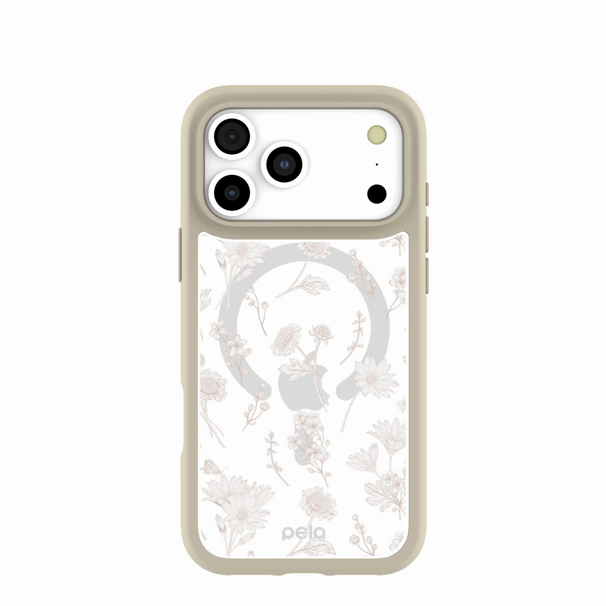 Soft Finish Layer Smooth Pattern Clear Vanilla Flora iPhone 17 Pro Max Case With London Fog Ridge (MagSafe included)