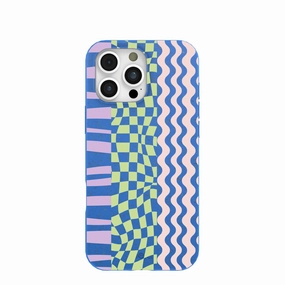 Electric Blue Mixed Up iPhone 16 Pro Max Case Stylish Aesthetic