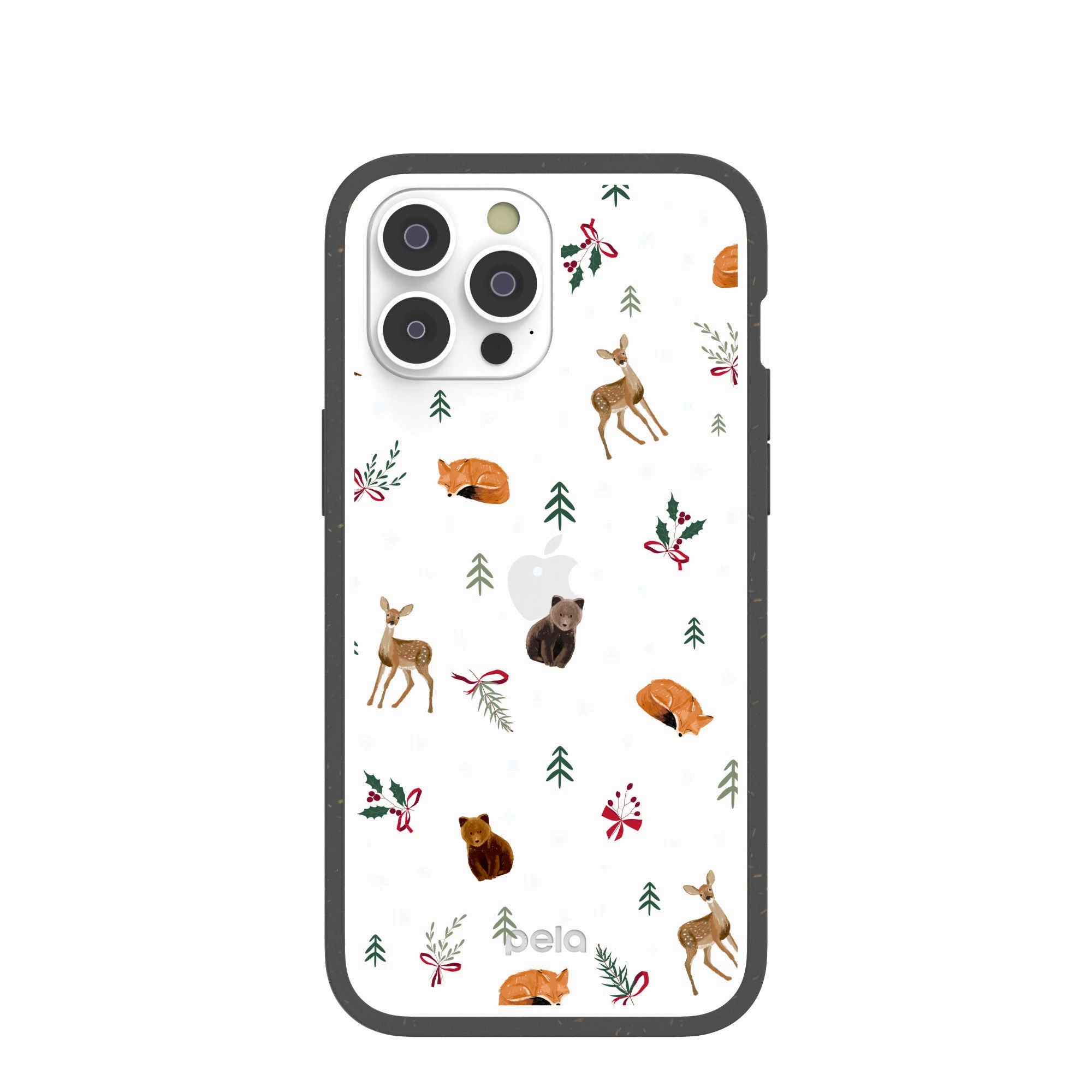 Durable Shell Soft Interior Clear Winter Woodland iPhone 14 Pro Max Case With Black Ridge