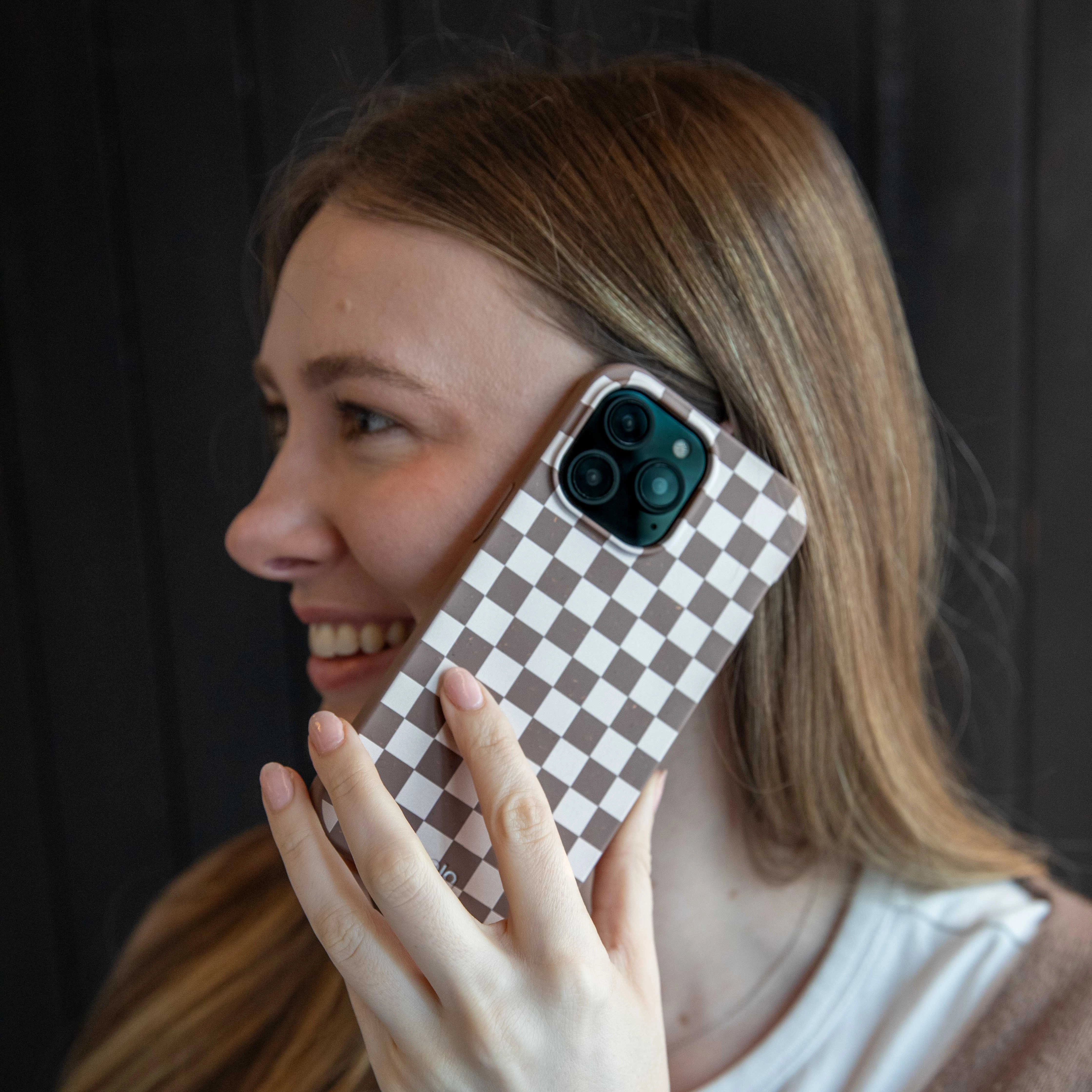 Versatile Design Chocolate Brown Latte Check iPhone 17 Pro Max Case