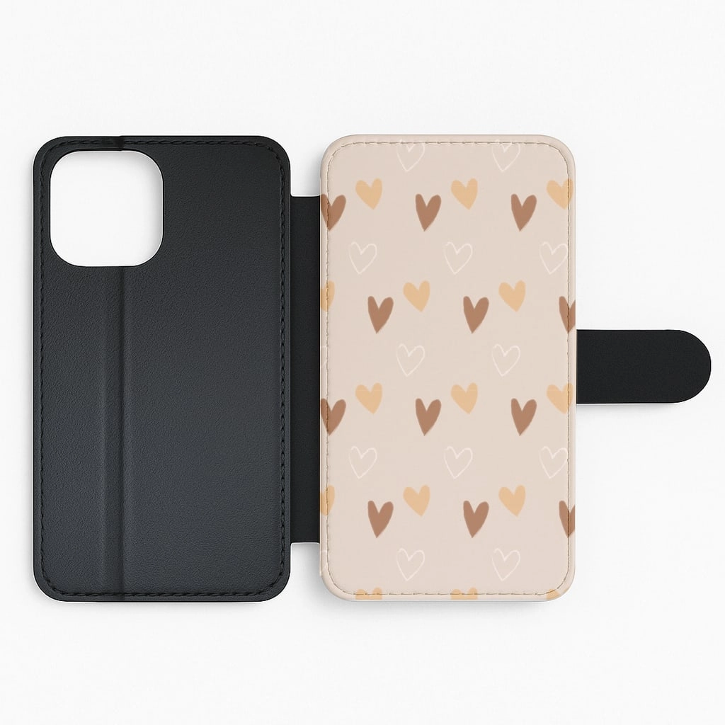 Grip Safe Cute Love Heart Pattern Flip / Wallet Phone Case