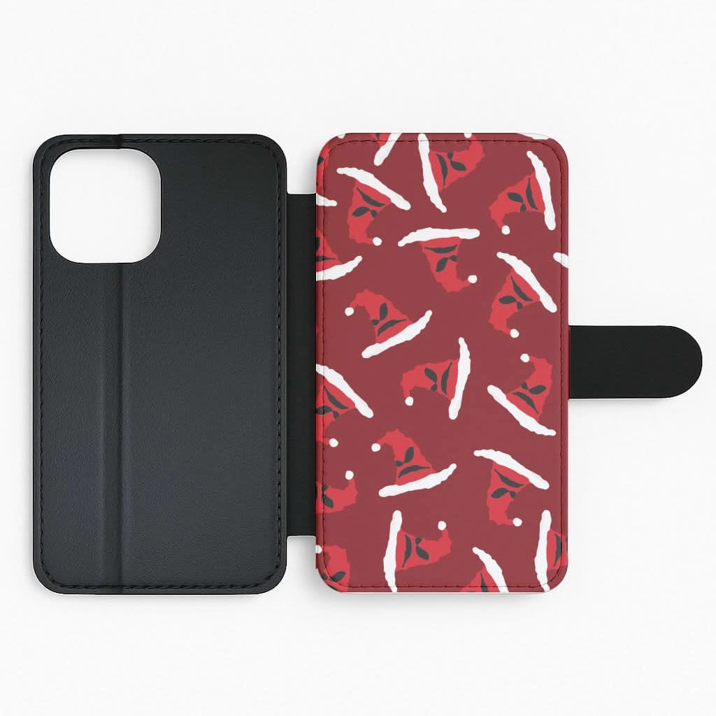 Sorting Christmas Hat Pattern Flip / Wallet Phone Case Slim Look Everyday Comfort