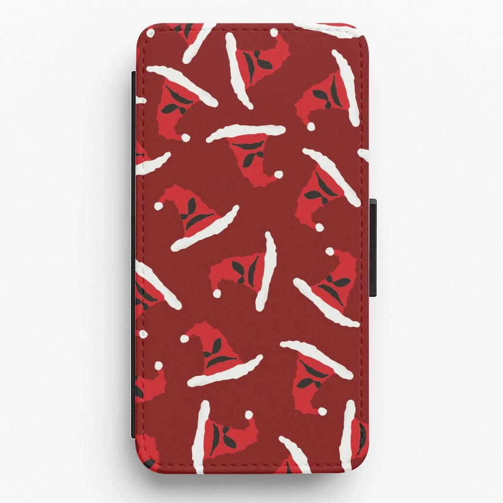 Sorting Christmas Hat Pattern Flip / Wallet Phone Case Wireless charging