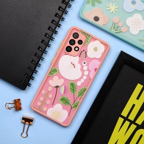 Hybrid Material Waterproof Design Floral Print Hybrid Matte Anti-shock Case - Samsung