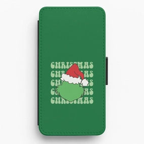 Hard Shell Green Creature Christmas Flip / Wallet Phone Case