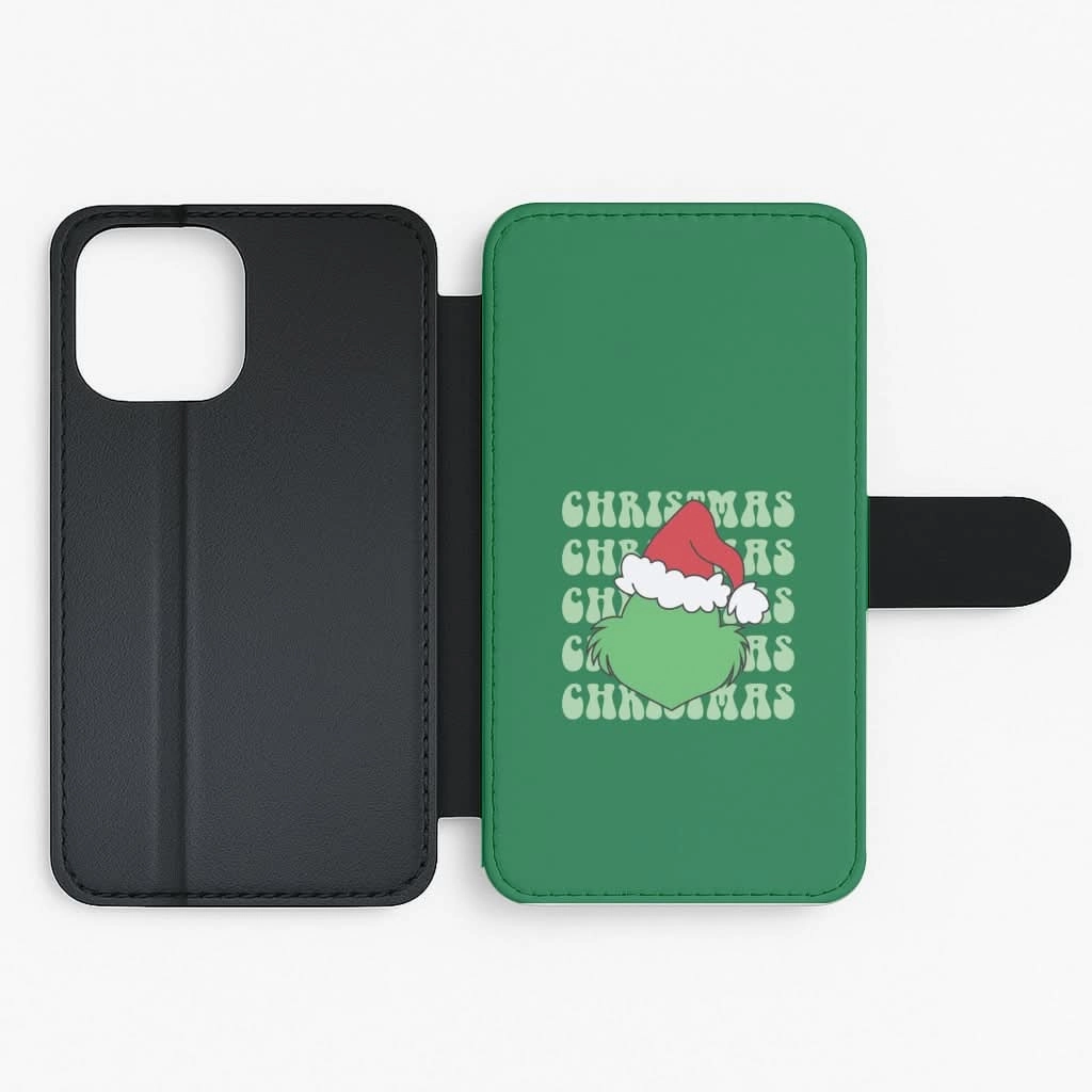 Durable Layer Green Creature Christmas Flip / Wallet Phone Case
