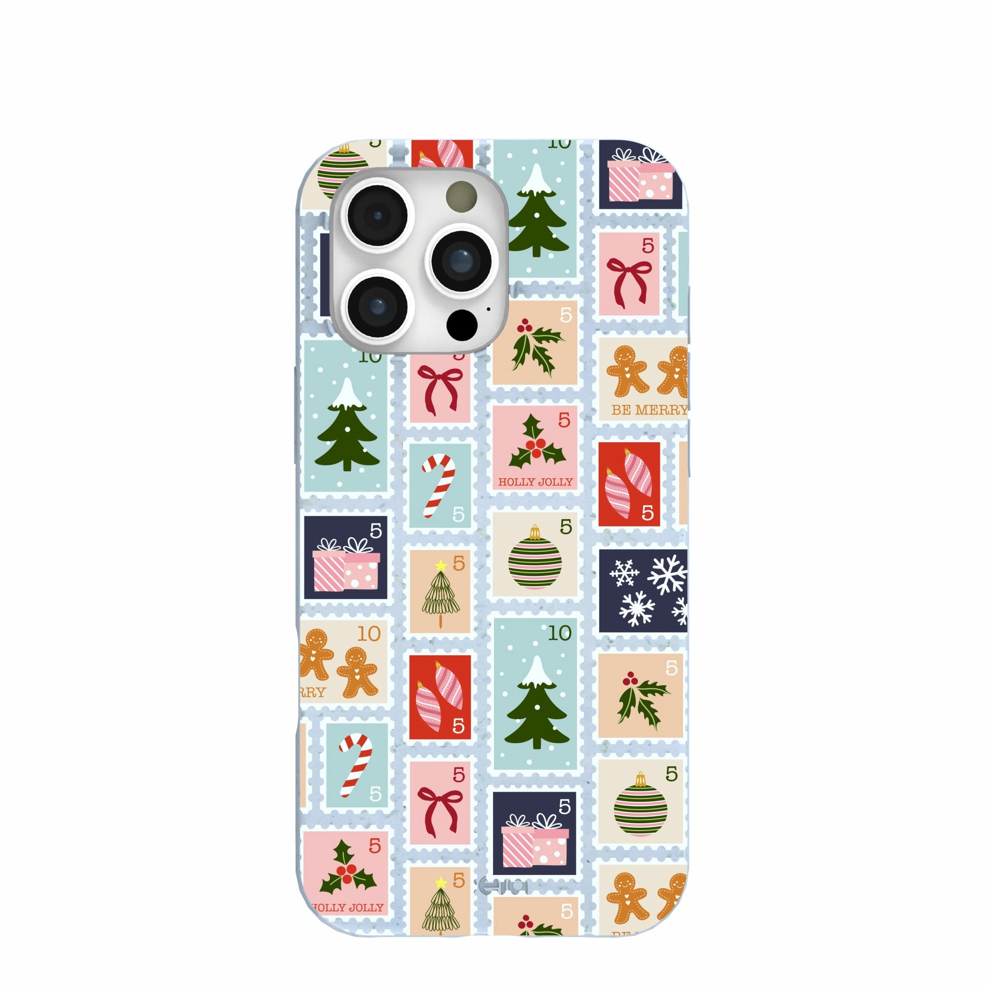 Powder Blue Noel Stamps iPhone 16 Pro Max Case Urban Minimalism