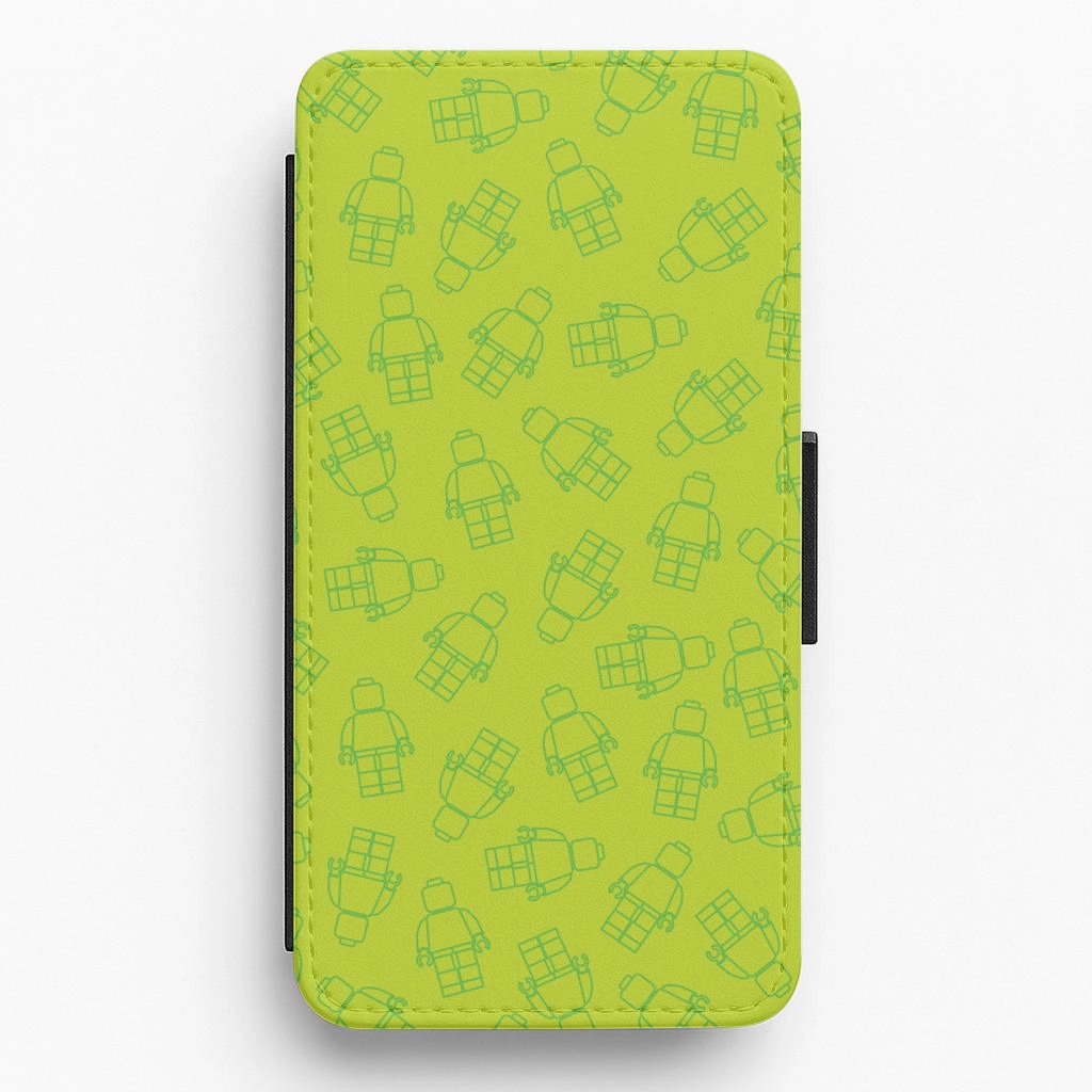 Recyclable Material Bricks Figures Pattern Green Flip / Wallet Phone Case
