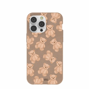 Chocolate Brown Teddy Love iPhone 14 Pro Max Case Classic Texture