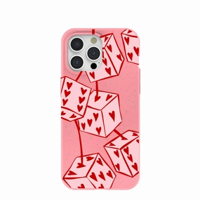 Frosted Finish Smooth Protection Bubblegum Pink Dicey Cherries iPhone 15 Pro Max Case