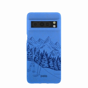 Electric Blue Backcountry Ski Google Pixel 8 Pro Case Light Design