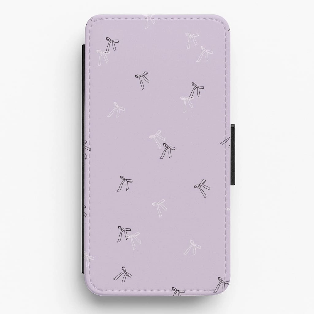 Coquette Mini Bows Pattern Purple Flip / Wallet Phone Case Slim Design