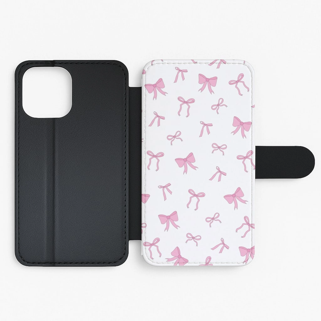 Coquette Variety Pink Bows Pattern Flip / Wallet Phone Case Strong Shell Elegant Pattern Design