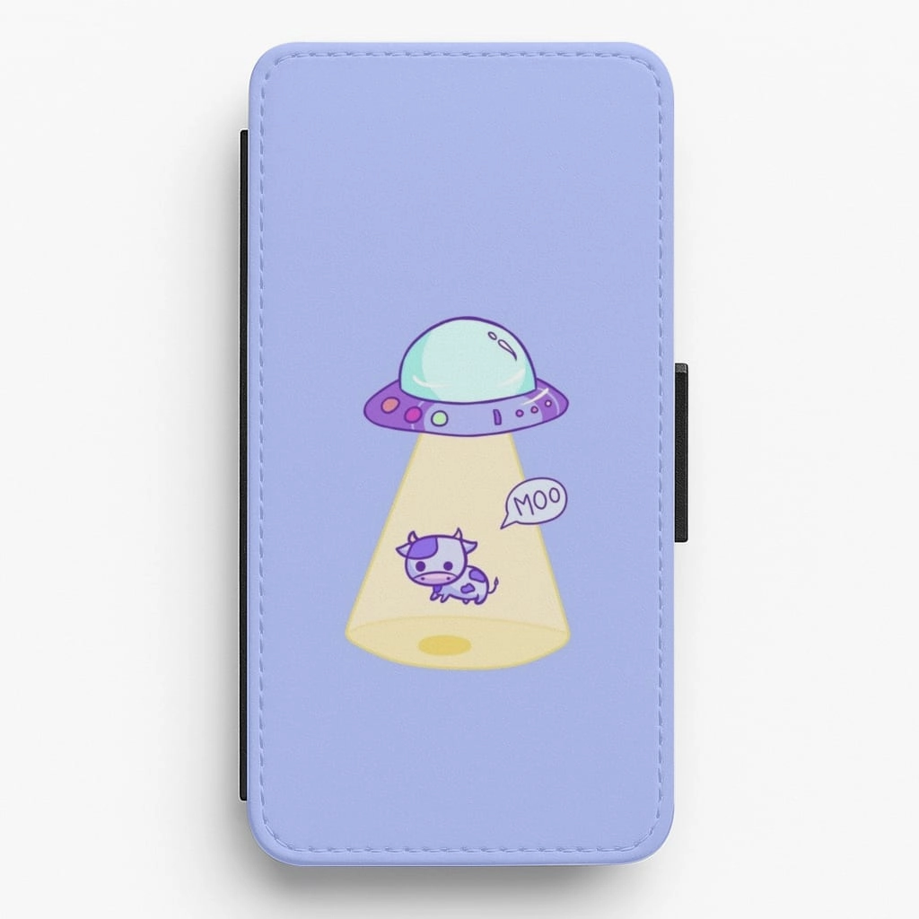 3D Effect Cow Abduction Flip / Wallet Phone Case
