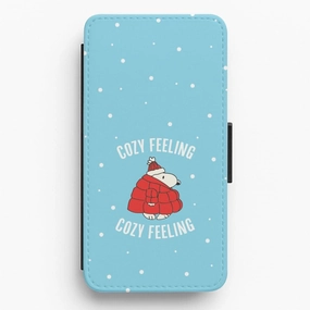 Portable Accessory Cozy Feeling Cartoon Beagle Puffer Jacket Flip / Wallet Phone Case