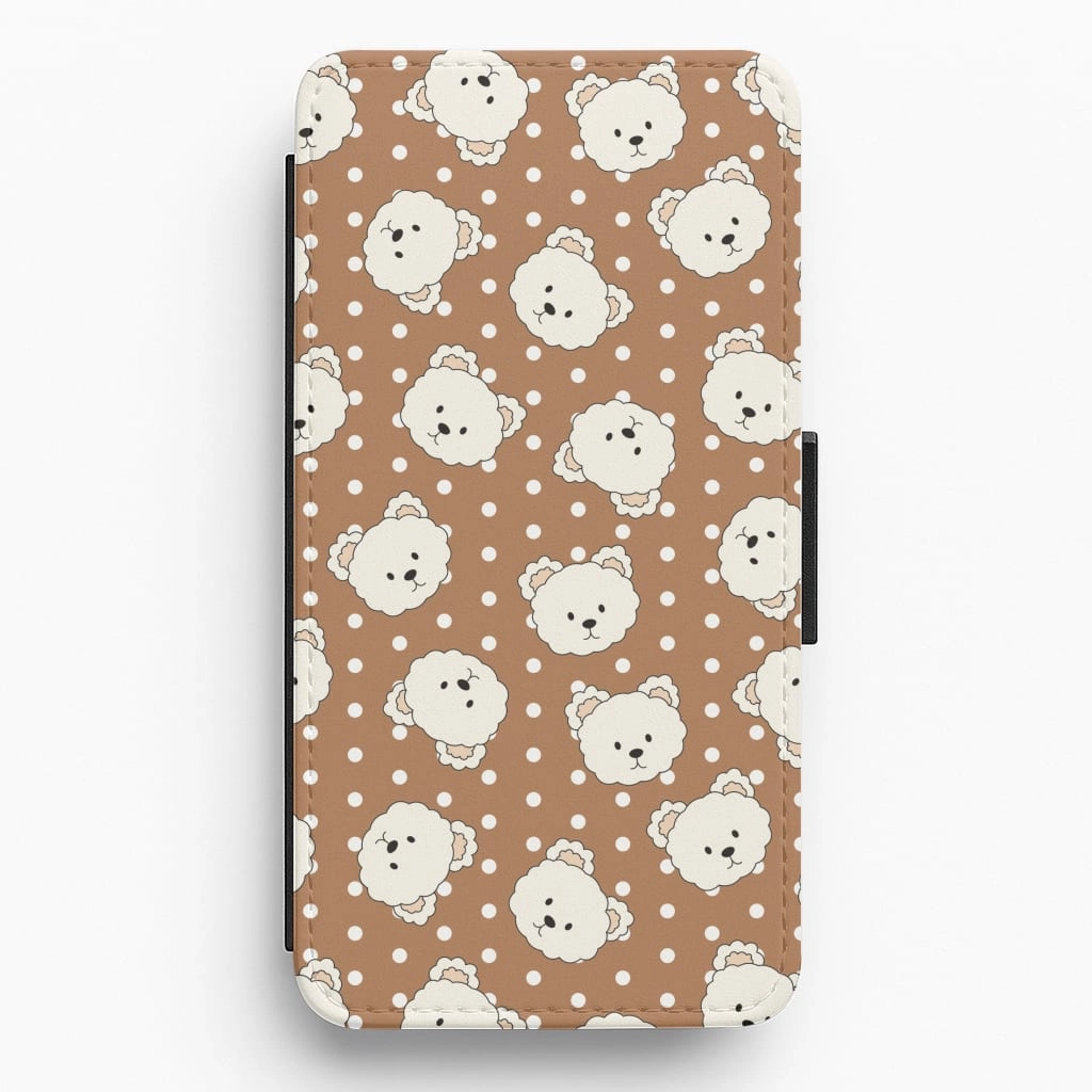 Flexible Touch Hybrid Pattern Design Cream Teddy Bears And Dots Pattern 2 Flip / Wallet Phone Case