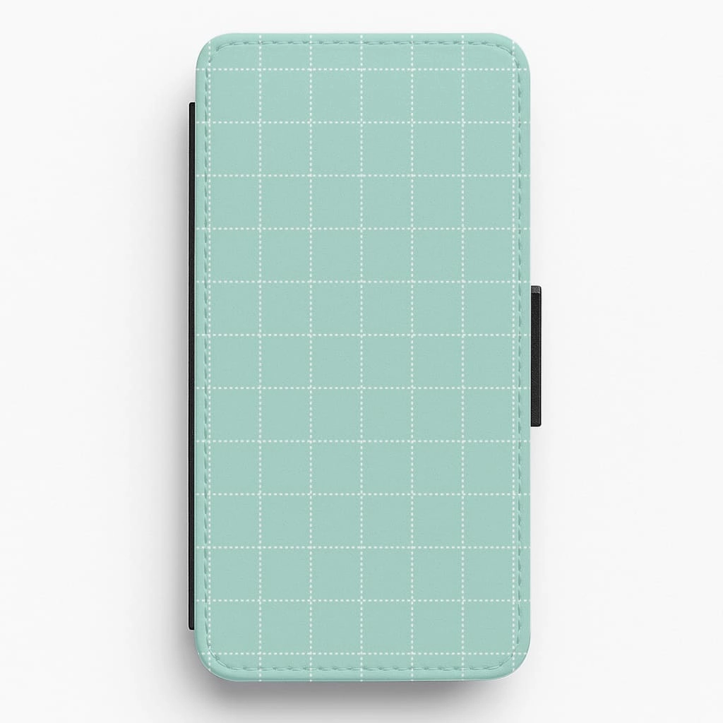 Criss Cross Cyan Stripes Flip / Wallet Phone Case Luxury Style
