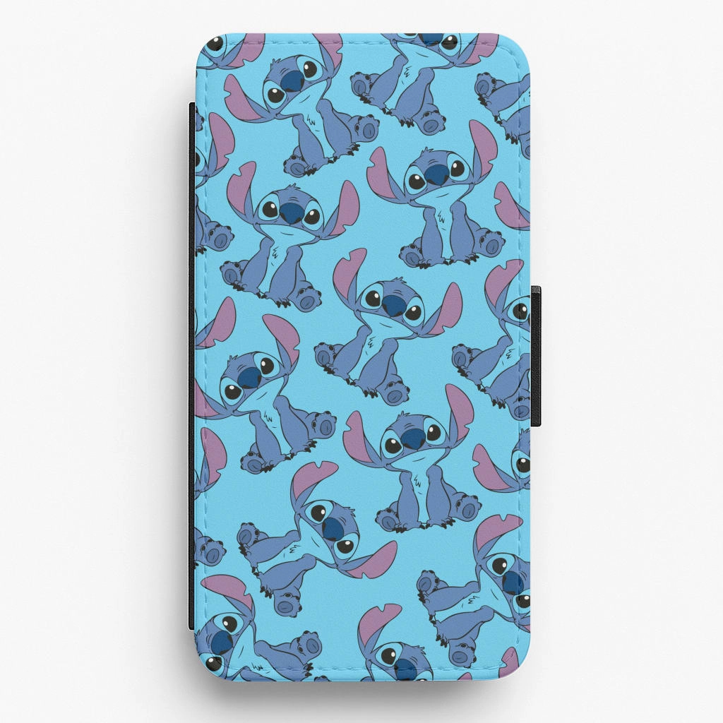 Comfort touch Cute Alien Blue Pattern Flip / Wallet Phone Case