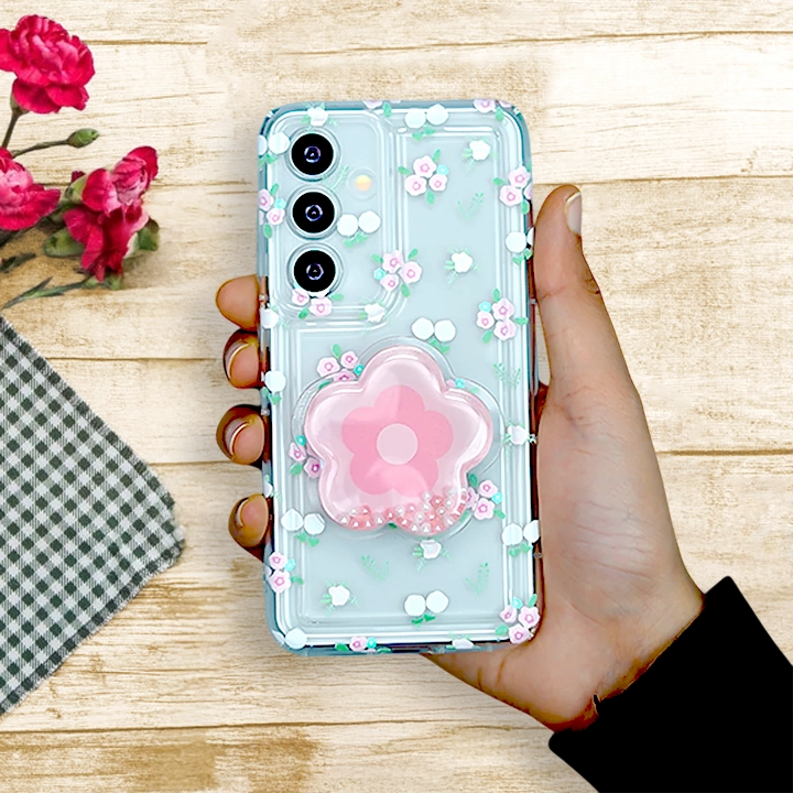 Cute Korean Floral Phone Gripper Case - Samsung custom design Everyday Function