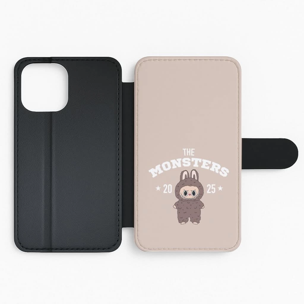 Durable Edge Layer Cute Monster 2025 Biege Flip / Wallet Phone Case