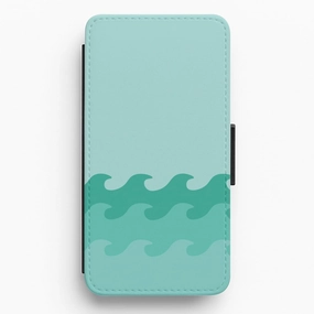 Protective Pattern custom design Cyan Beach Waves Pattern Flip / Wallet Phone Case