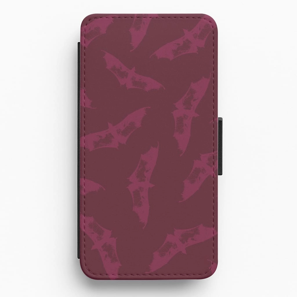 Creative Pattern Dark Pink Bats Pattern Flip / Wallet Phone Case