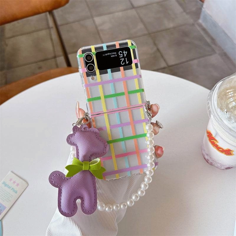 Travel Companion Delight Plaid Teddy Charm Case - Samsung