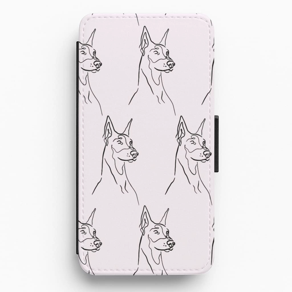 Precision Cutouts Dobermann Outline - Dog Pattern Flip / Wallet Phone Case