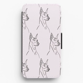 Precision Cutouts Dobermann Outline - Dog Pattern Flip / Wallet Phone Case