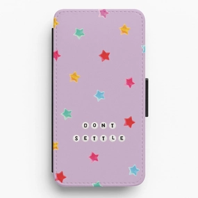 Don't Settle Star Gems Pattern Flip / Wallet Phone Case Heat resistant Trendy Finish