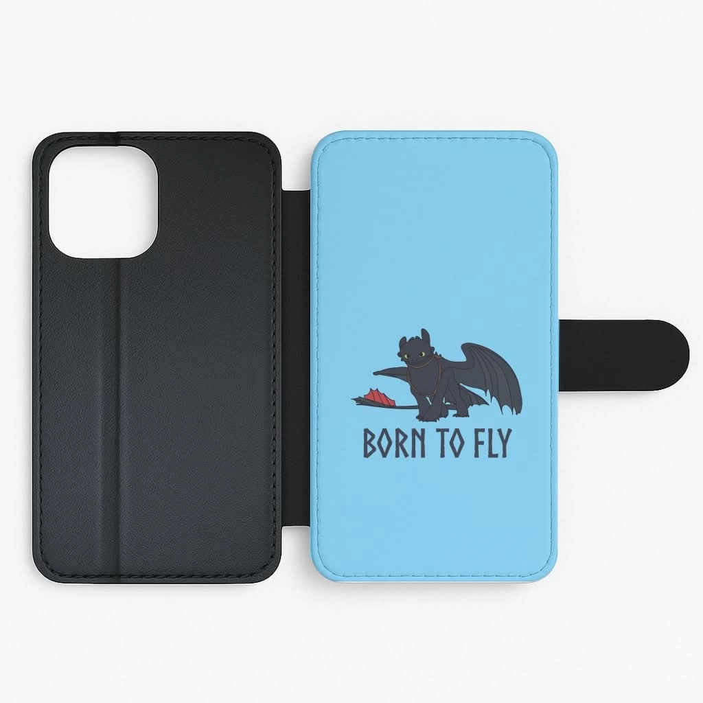 Soft Material Dragon Born To Fly Flip / Wallet Phone Case