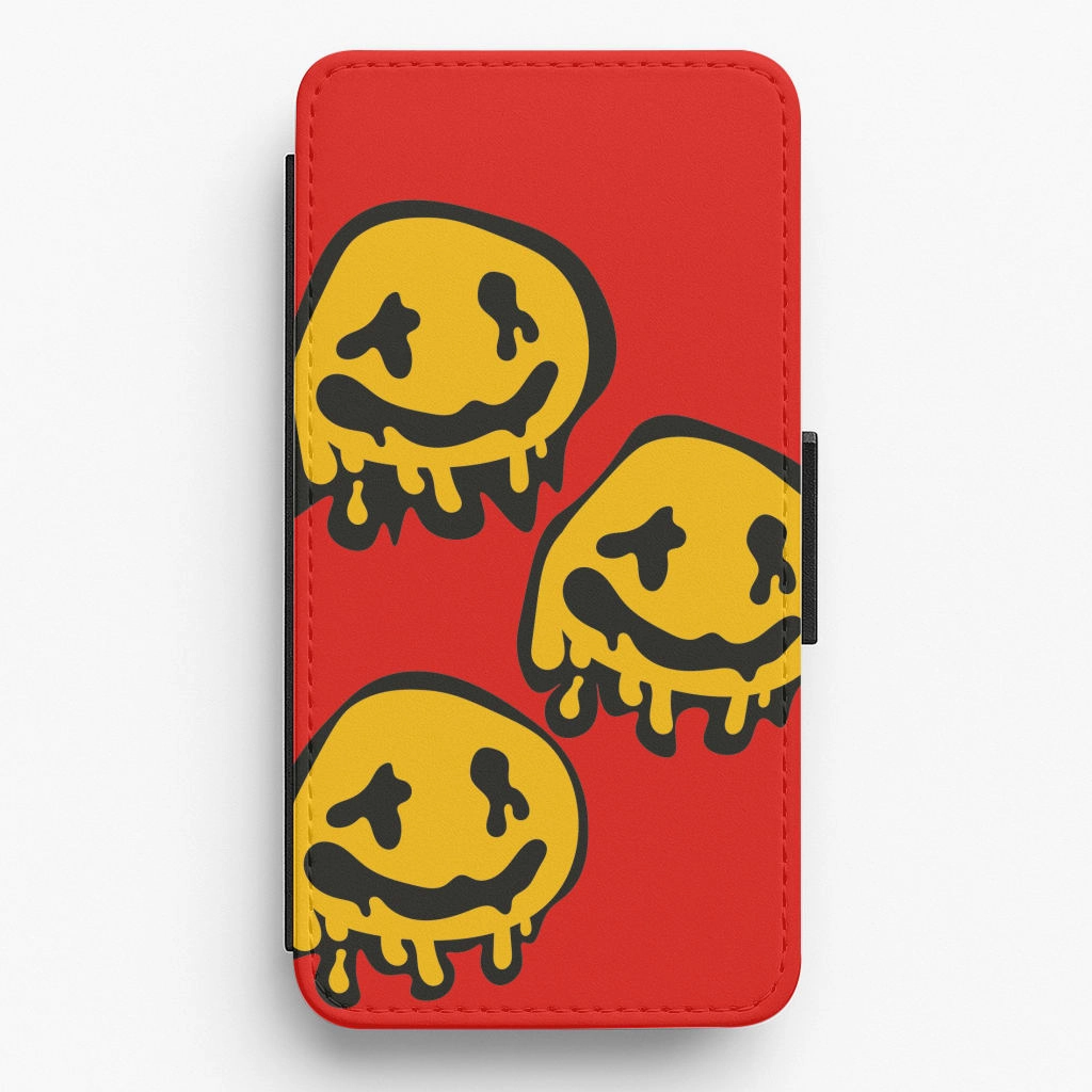 Dripping Smiley - Skate Aesthetic  Flip / Wallet Phone Case Protective Frame High End Look