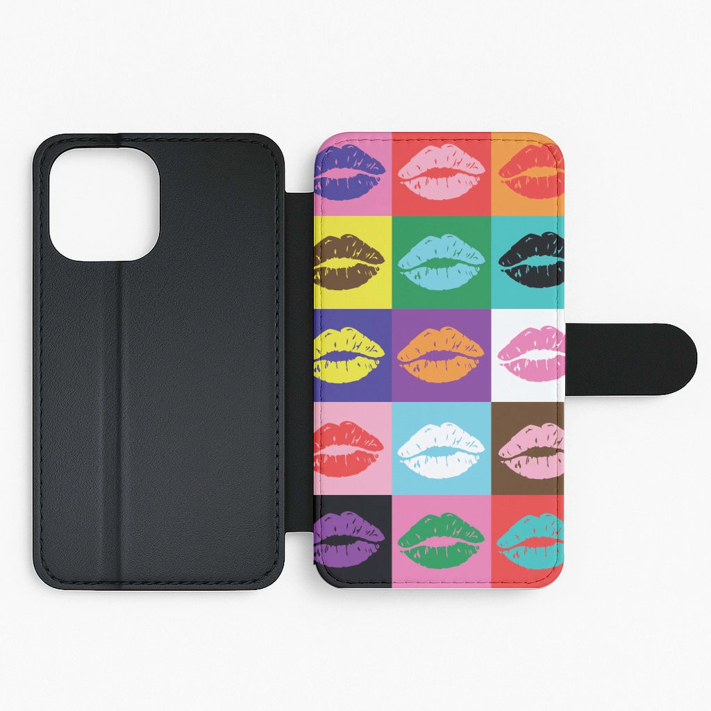Printed Graphic Lips Collage - Pride Flip / Wallet Phone Case