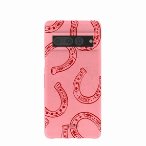 hybrid design Bubblegum Pink Lucky Horseshoe Google Pixel 7 Pro Case