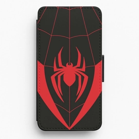 Red And Black Spider Costume  Flip / Wallet Phone Case Rugged Look Creative Texture