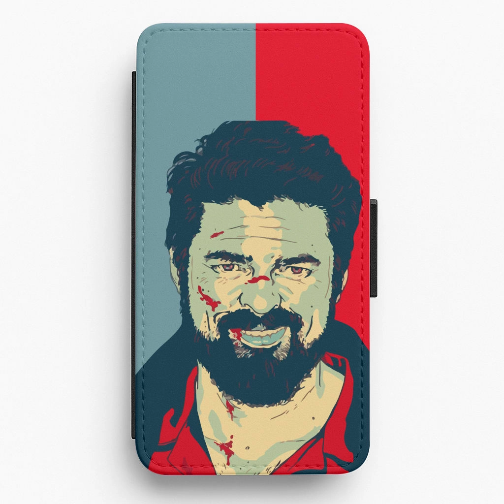 Raised Bezels simple design Billy Butcher Face Flip / Wallet Phone Case