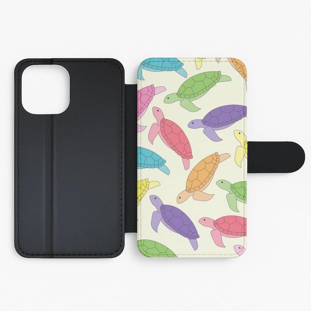 Multi Coloured Turtle Pattern - Sealife Flip / Wallet Phone Case Slim Profiled