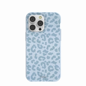 Pocket Ready Durable Coating Powder Blue Sky Leopard iPhone 14 Pro Max Case