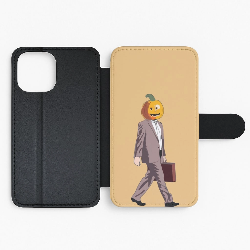 Ultra Slim Travel Companion Dwight Pumpkin Head Flip / Wallet Phone Case