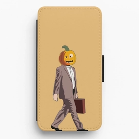 Dwight Pumpkin Head Flip / Wallet Phone Case Vibrant Colors Premium Feel Layer
