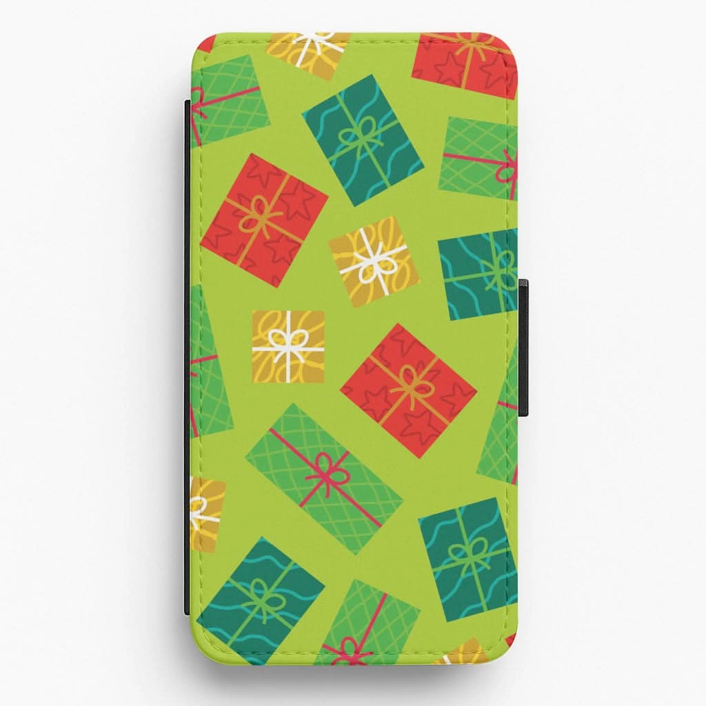 Compact Edge Colourful Abstract Christmas Presents Pattern Flip / Wallet Phone Case