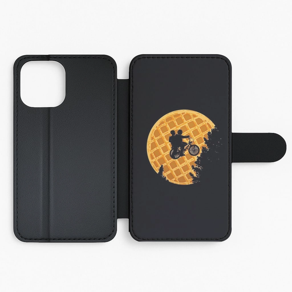 Soft Edge Texture Eggo Moon Flip Wallet Phone Case