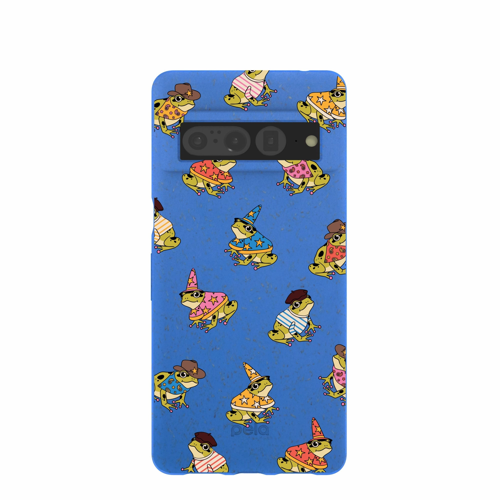 Smooth Pattern Electric Blue Fancy Frogs Google Pixel 7 Pro Case
