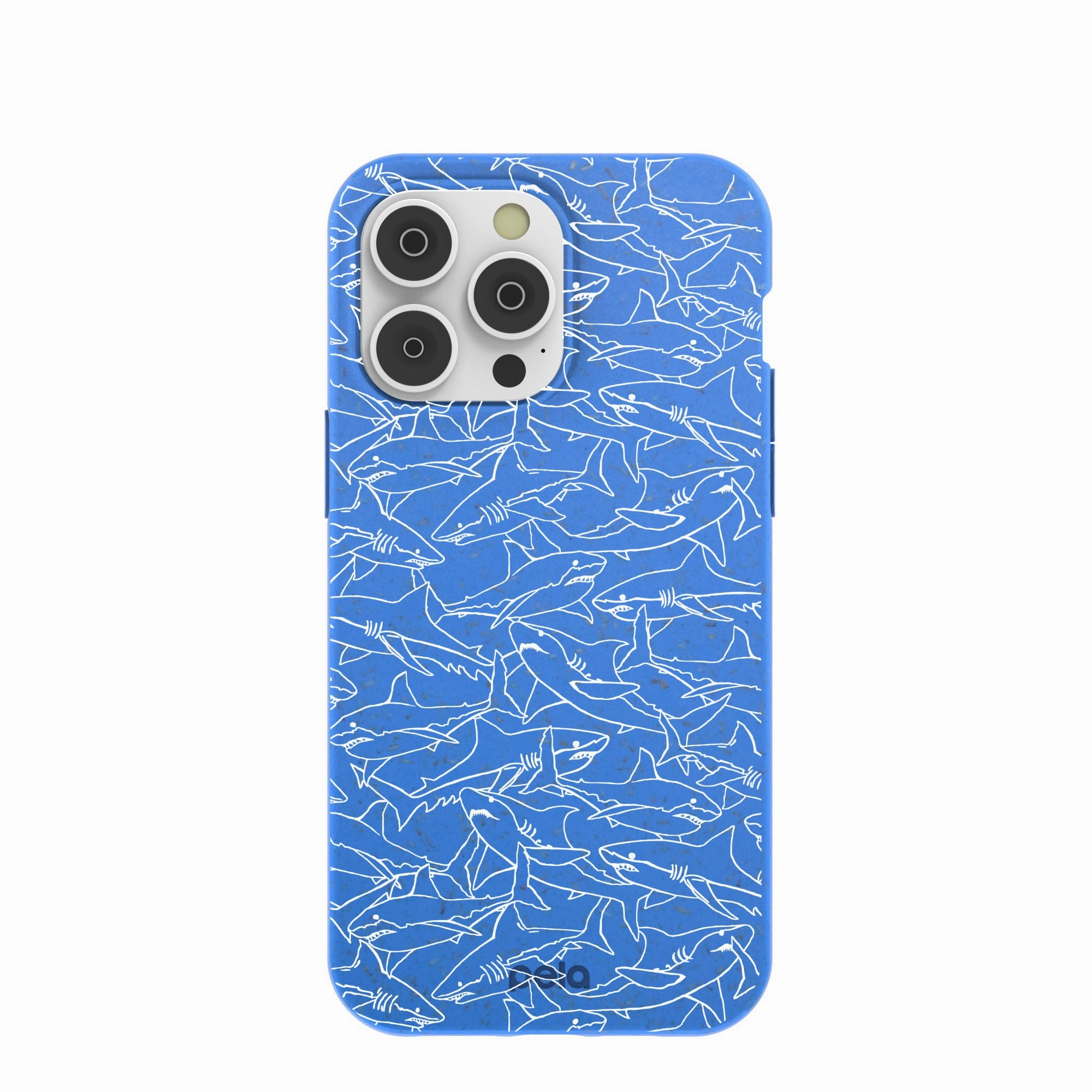 Electric Blue Shark Frenzy iPhone 14 Pro Max Case Enhanced Durability