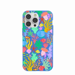Electric Blue Underwater Blooms iPhone 14 Pro Max Case Hybrid Protection
