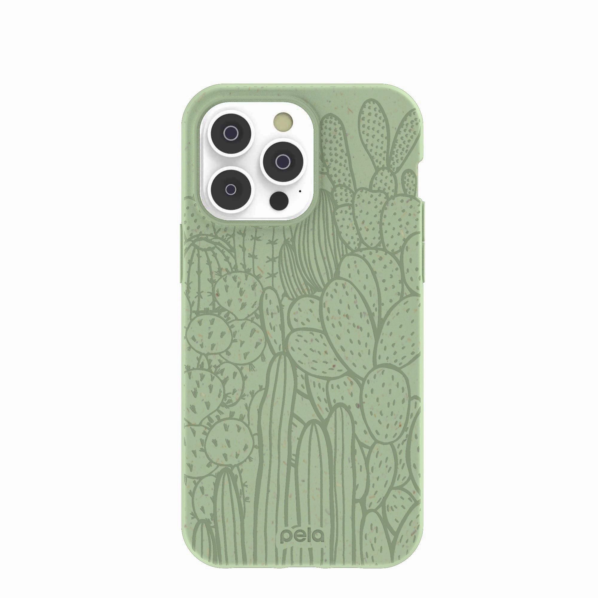 Protective Structure Sage Green Cacti iPhone 14 Pro Max Case