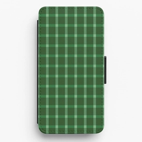 Dark Green Tartan Christmas Pattern Flip / Wallet Phone Case Minimal Shield